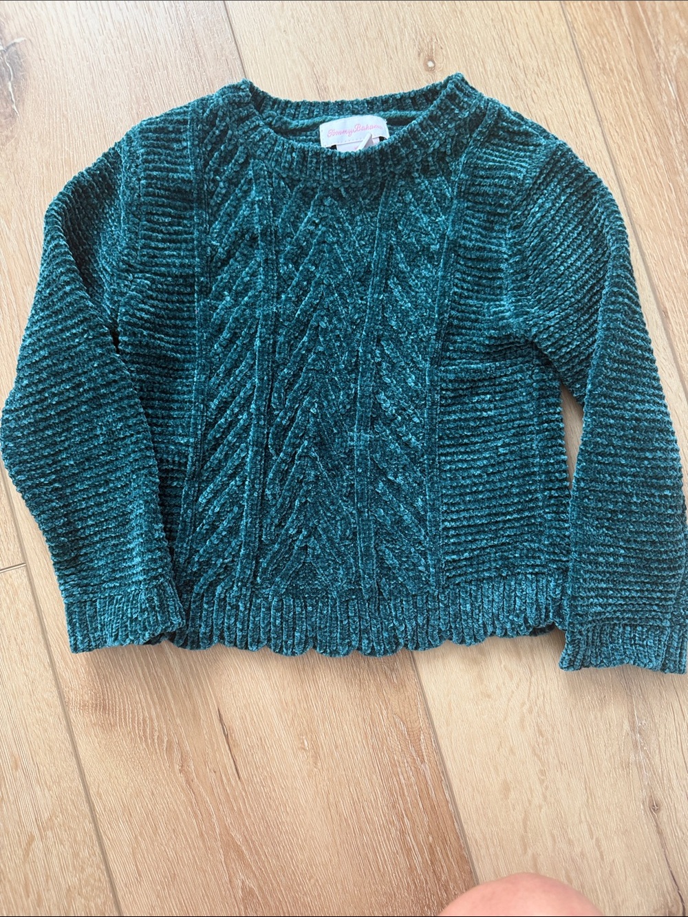 Cozy Teal Cable-Knit Girls Sweater
